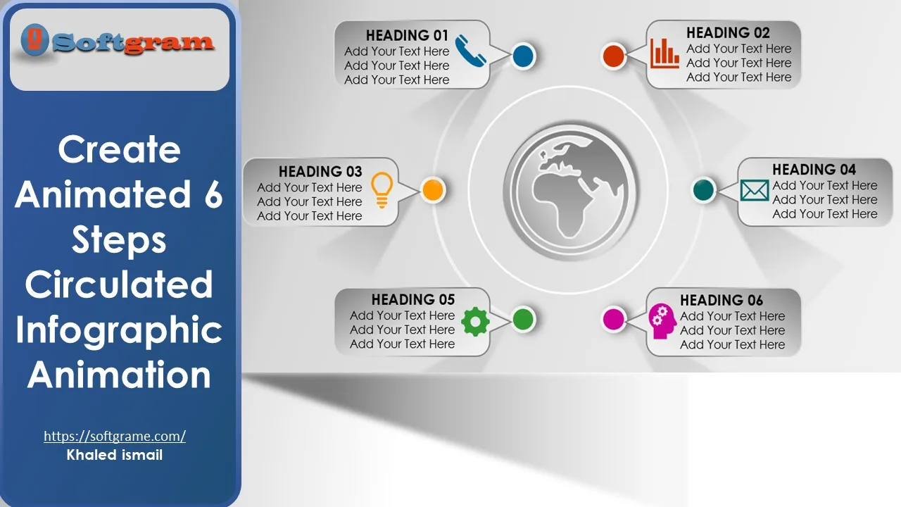 Create Animated 6 steps Circulated Infographic