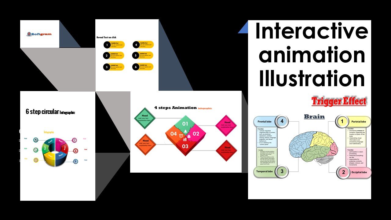 Create Interactive Animated 4 Steps Illustration Infographic