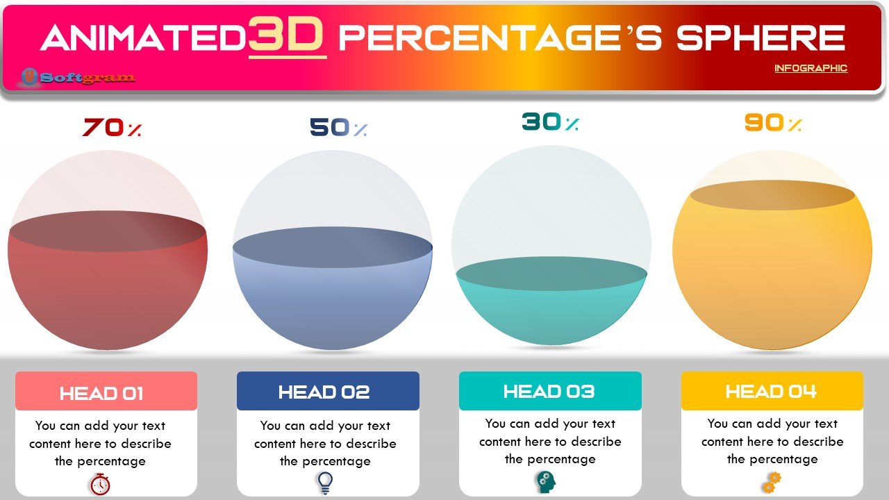 Create  Animated 3D Precentag’s spheres Infographic