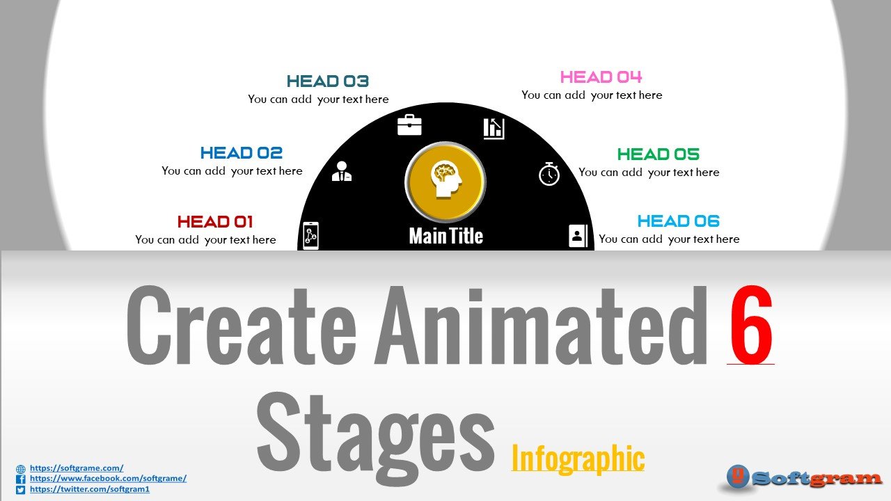 Create Animated 6 Stages Infographic