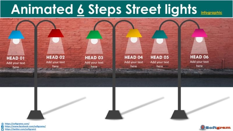Create Animated 6 Steps Street lights Infographic