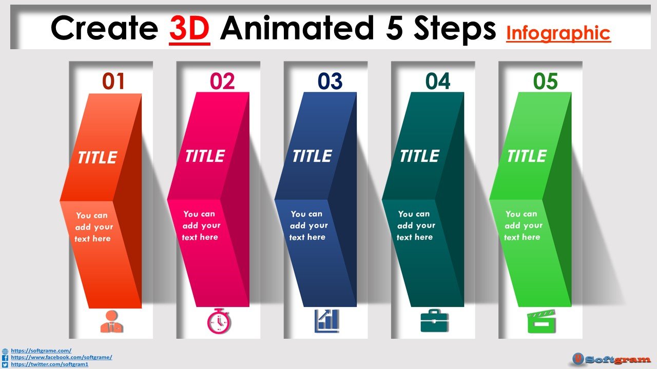 Create 3 D Animated 5 Steps Infographic