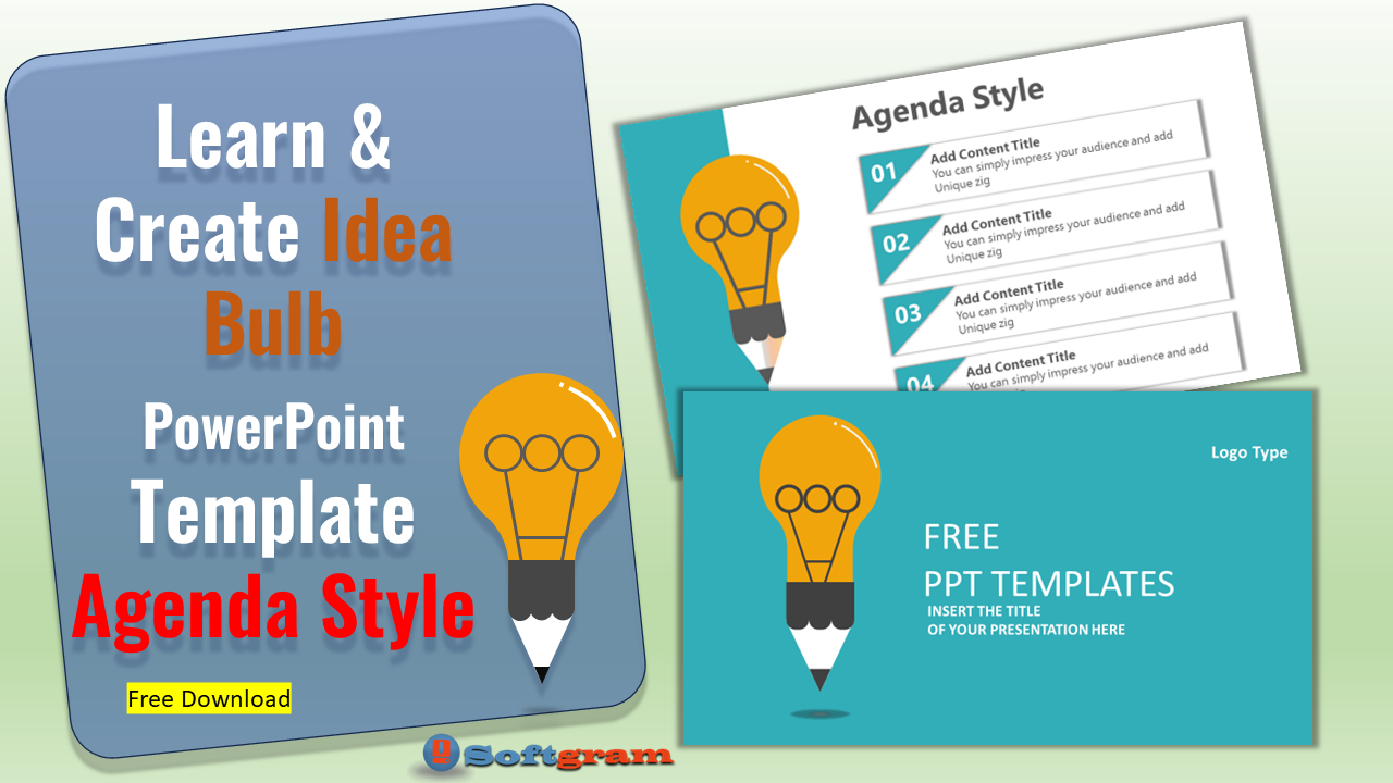 Learn & Create Idea Bulb PowerPoint Template free download